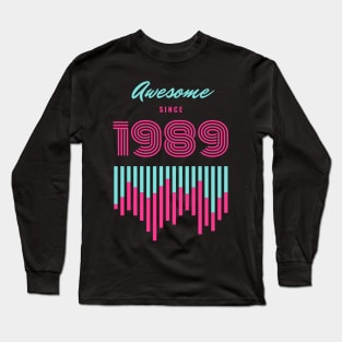 Blue and Pink Retro Birthday Event Long Sleeve T-Shirt